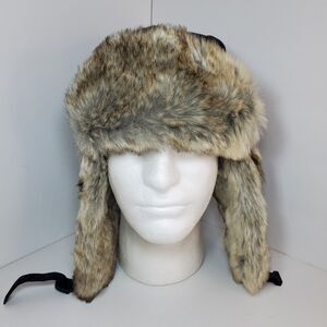 Scala Mens Sz S/M Aviator Bomber Faux Fur Hat Hat Cap Adjustable